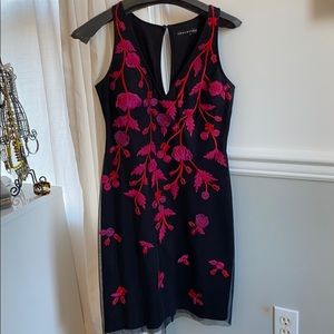 Aidan Mattox Floral Black Cocktail Dress